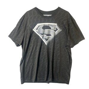 Superman Logo T-Shirt 2XL Gray Heather DC Comics Mens Lightweight Polyester GUC